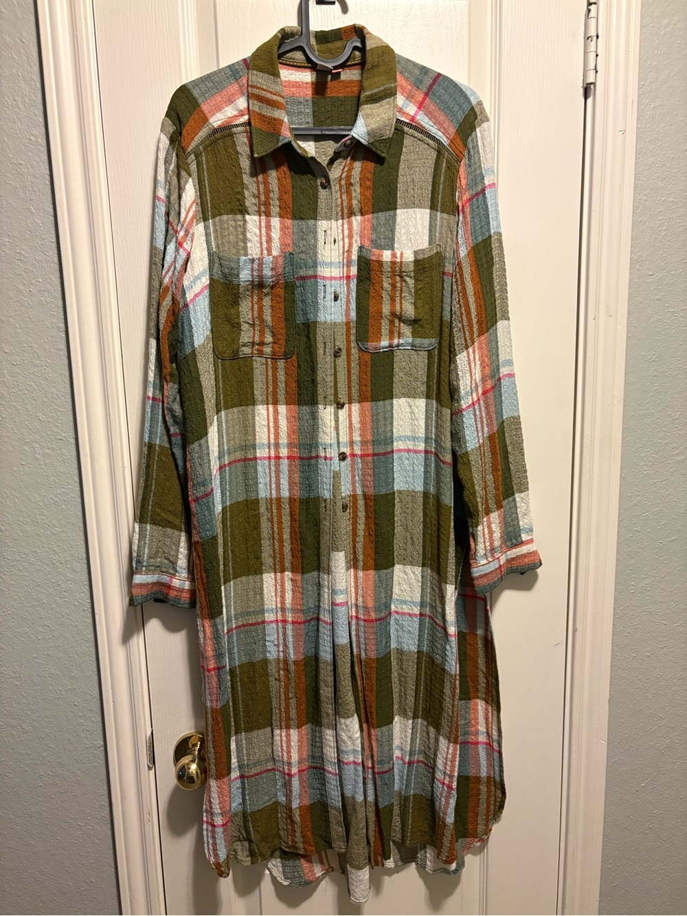 Pilcro Long Plaid Button-Front Shirt Size XS
